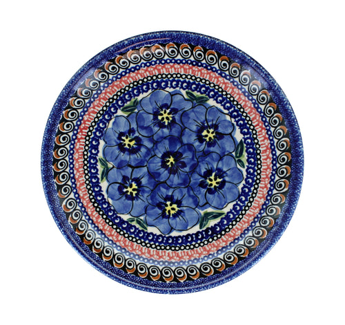 Blue Art Dessert Plate Polish Pottery