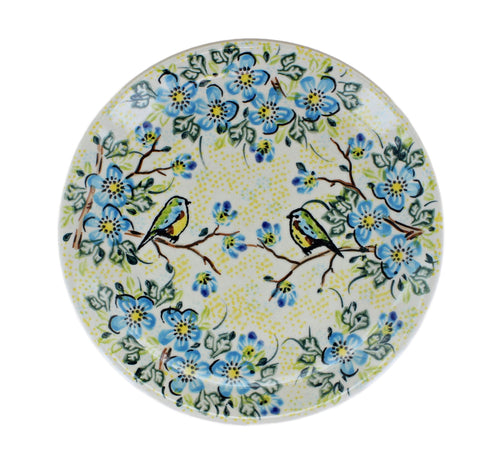 Bluebird Garden Dessert Plate Polish Pottery