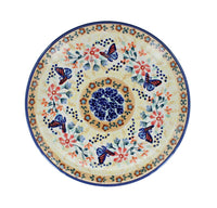 Blue Butterfly Dessert Plate Polish Pottery