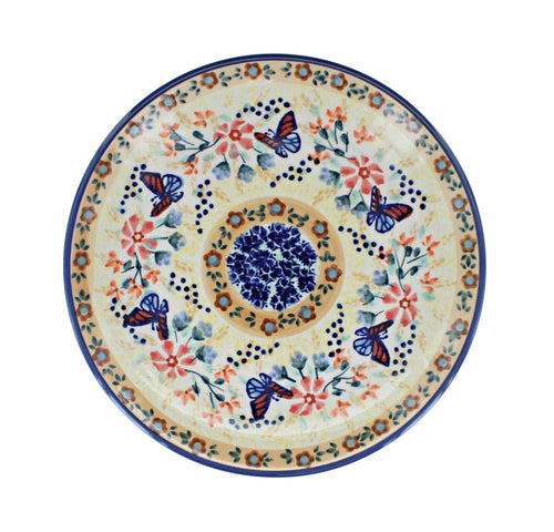 Blue Butterfly Dessert Plate Polish Pottery