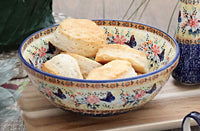 Blue Butterfly Large Serving Bowl Polish Pottery