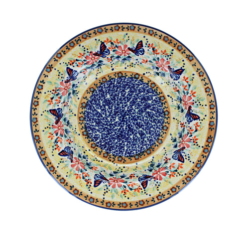 Blue Butterfly Soup Plate Polish Pottery