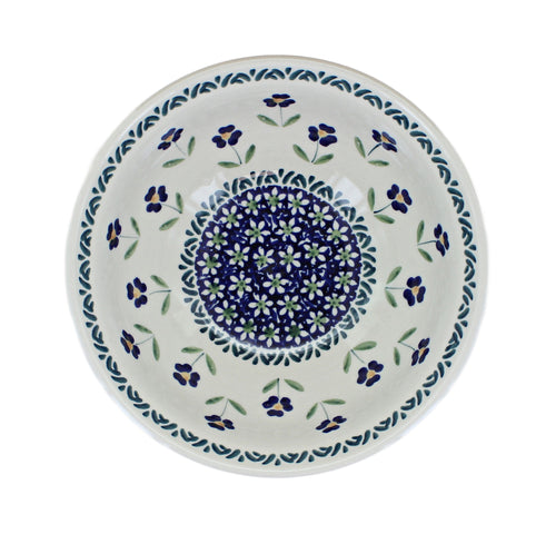 Blue Daisy Cereal/Soup Bowl Polish Pottery