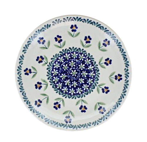 Blue Daisy Dessert Plate Polish Pottery