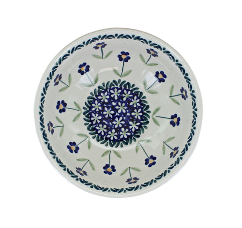 Blue Daisy Dessert Bowl Polish Pottery