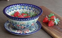 Day Lily Bouquet Berry Bowl & Plate Polish Pottery