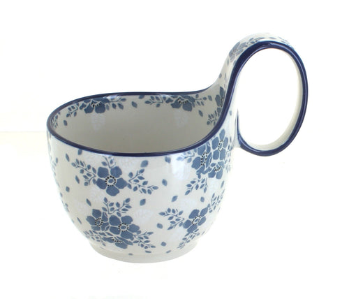 Polish Pottery Blue Fleur Soup Mug