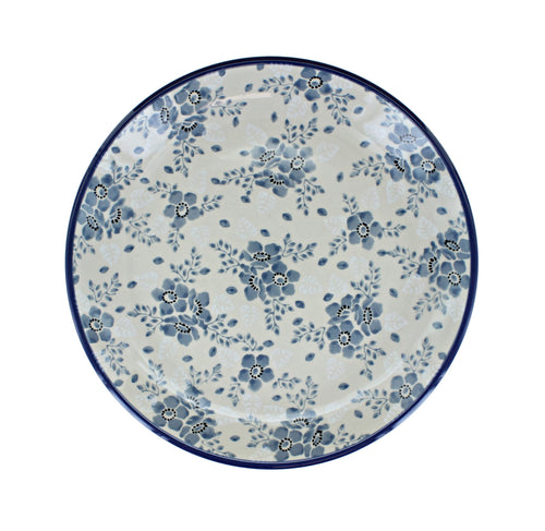 Blue Fleur Dessert Plate Polish Pottery