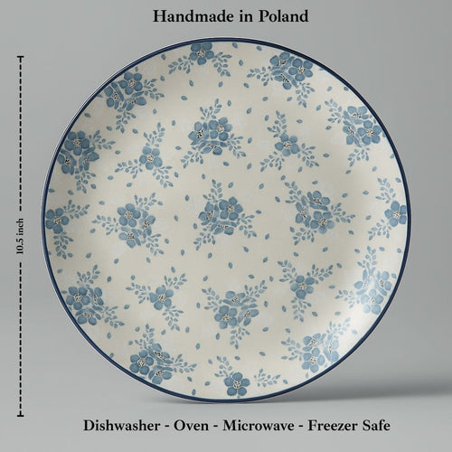 Blue Fleur Dinner Plate Polish Pottery