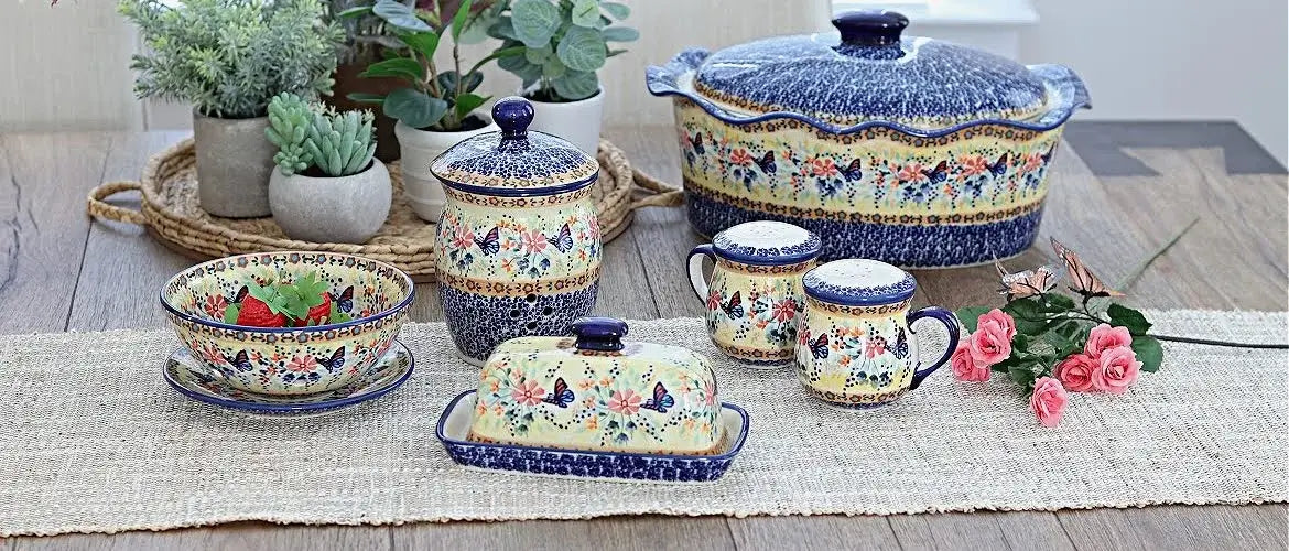 Polish Pottery Blue Butterfly Table
