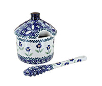 Blue Daisy Honey Pot & Dipper