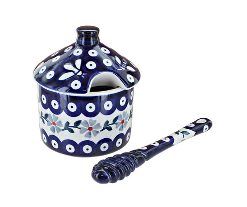 Blue Violet Honey Pot & Dipper