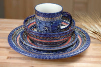 Blue Art Dessert Plate Polish Pottery
