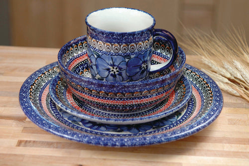 Blue Art Dessert Plate Polish Pottery
