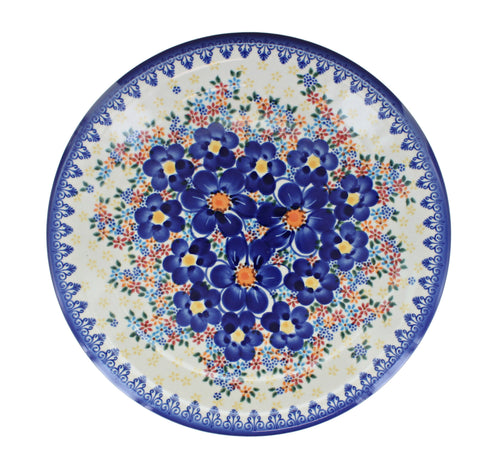Blue Dahlia Dinner Plate Polish Pottery