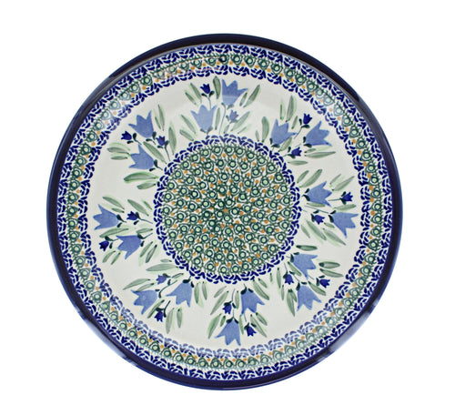 Blue Tulip Dinner Plate Polish Pottery