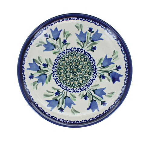 Blue Tulip Dessert Plate Polish Pottery