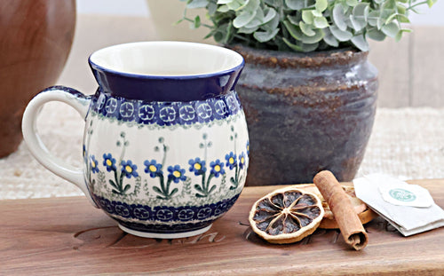 Blue Posy Bubble Mug Polish Pottery