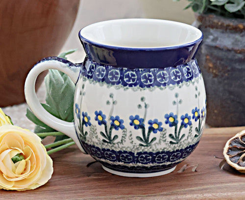 Blue Posy Bubble Mug Polish Pottery