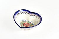 Floral Butterfly Small Heart Bowl Polish Pottery