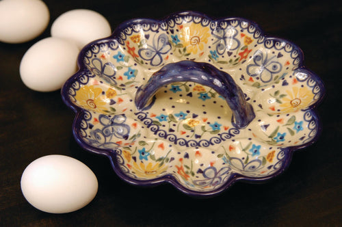 Butterfly Egg Plate Polish Pottery
