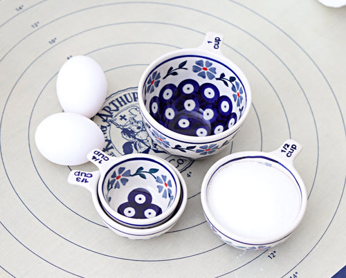 Blue Violet Measuring Cup Set Polish Pottery