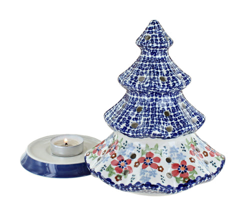 Red Poppy Tree Luminary Polish Pottery