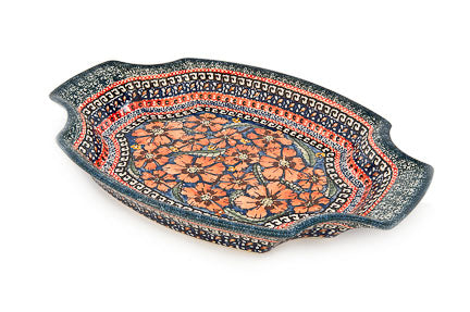 Jungle Flower Large Serving Tray Polish Pottery