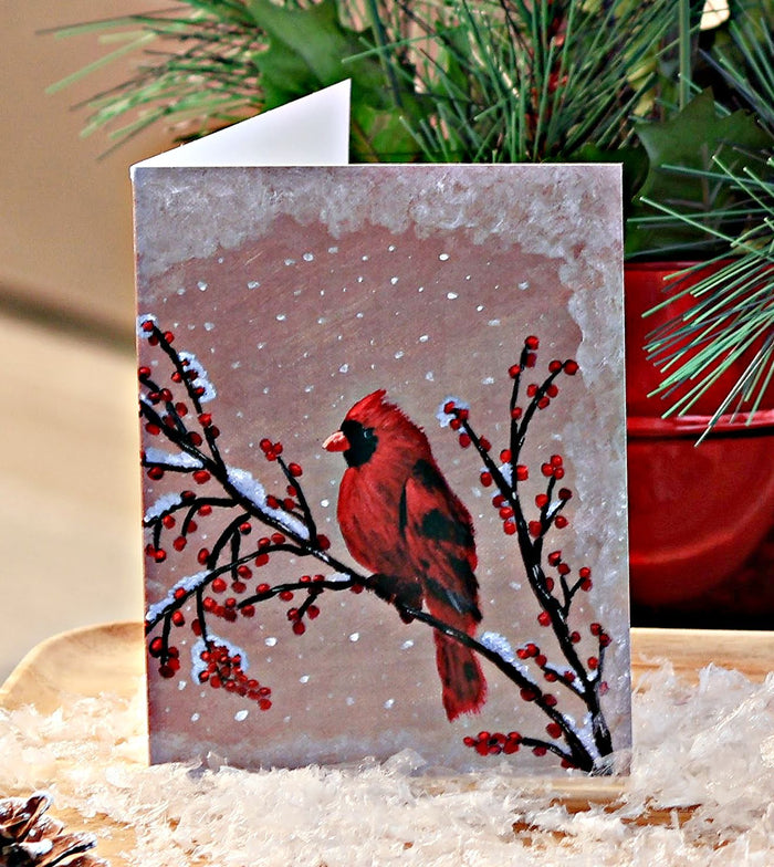 Winter Cardinal Card Polish Pottery