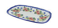 Polish Pottery Cherry Red Bouquet Medium Scallop Serving Platter