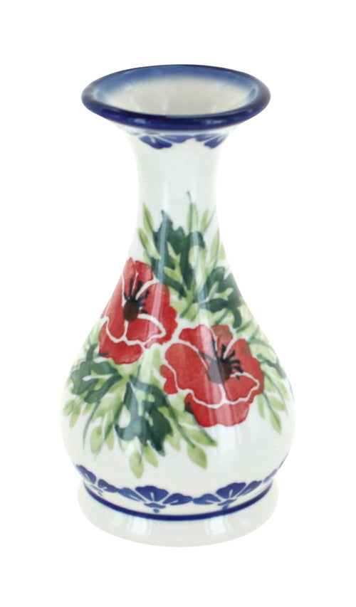 Polish Pottery Cherry Red Bouquet Bud Vase