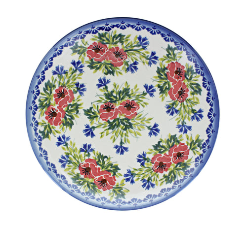 Cherry Red Bouquet Dinner Plate Polish Pottery