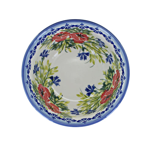 Cherry Red Bouquet Cereal/Soup Bowl Polish Pottery