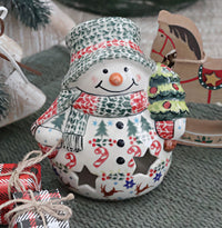 Christmas Joy Small Snowman Luminary Polish Pottery