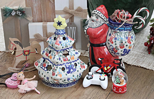 Christmas Bounty Christmas Tree Luminary Polish Pottery