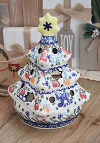 Christmas Bounty Christmas Tree Luminary Polish Pottery