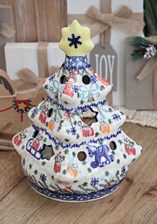 Christmas Bounty Christmas Tree Luminary Polish Pottery