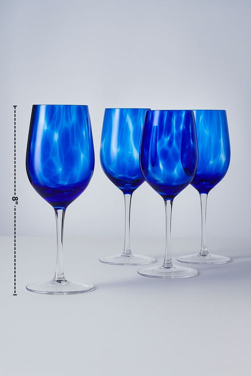 Cobalt Confetti Wine Glass Set Polish Pottery