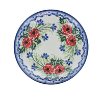 Cherry Red Bouquet Dessert Plate Polish Pottery