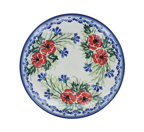 Cherry Red Bouquet Dessert Plate Polish Pottery
