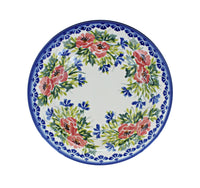 Cherry Red Bouquet Soup Plate with Rim Polish Pottery