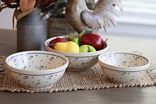 Country Meadow 3 Piece Serving Bowl Set Polish Pottery