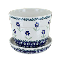 Polish Pottery Blue Daisy Medium Flower Pot