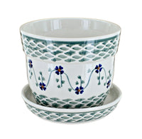 Polish Pottery Sage Floral Medium Flower Pot