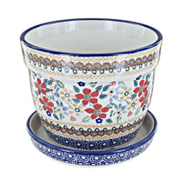 Polish Pottery Red Daisy Large Flower Pot