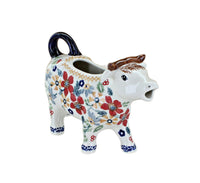Polish Pottery Red Daisy Cow Creamer