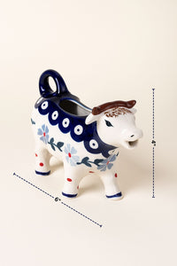 Blue Violet Cow Creamer Polish Pottery