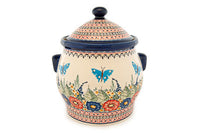 Floral Butterfly Cookie Jar Polish Pottery