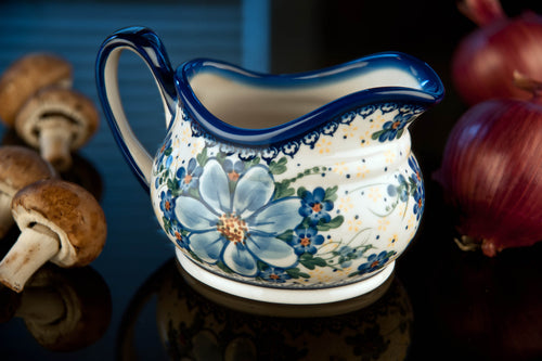 Daisy Surprise Gravy Boat & Plate Polish Pottery