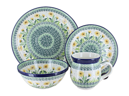 Polish Pottery Dandelion 4 Piece Place Setting - Service for 1